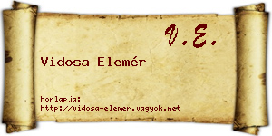 Vidosa Elemér névjegykártya